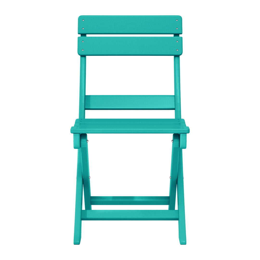 Malibu 3-Piece Outdoor HDPE Folding Patio Bistro Table and Chairs