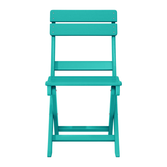 Malibu 3-Piece Outdoor HDPE Folding Patio Bistro Table and Chairs