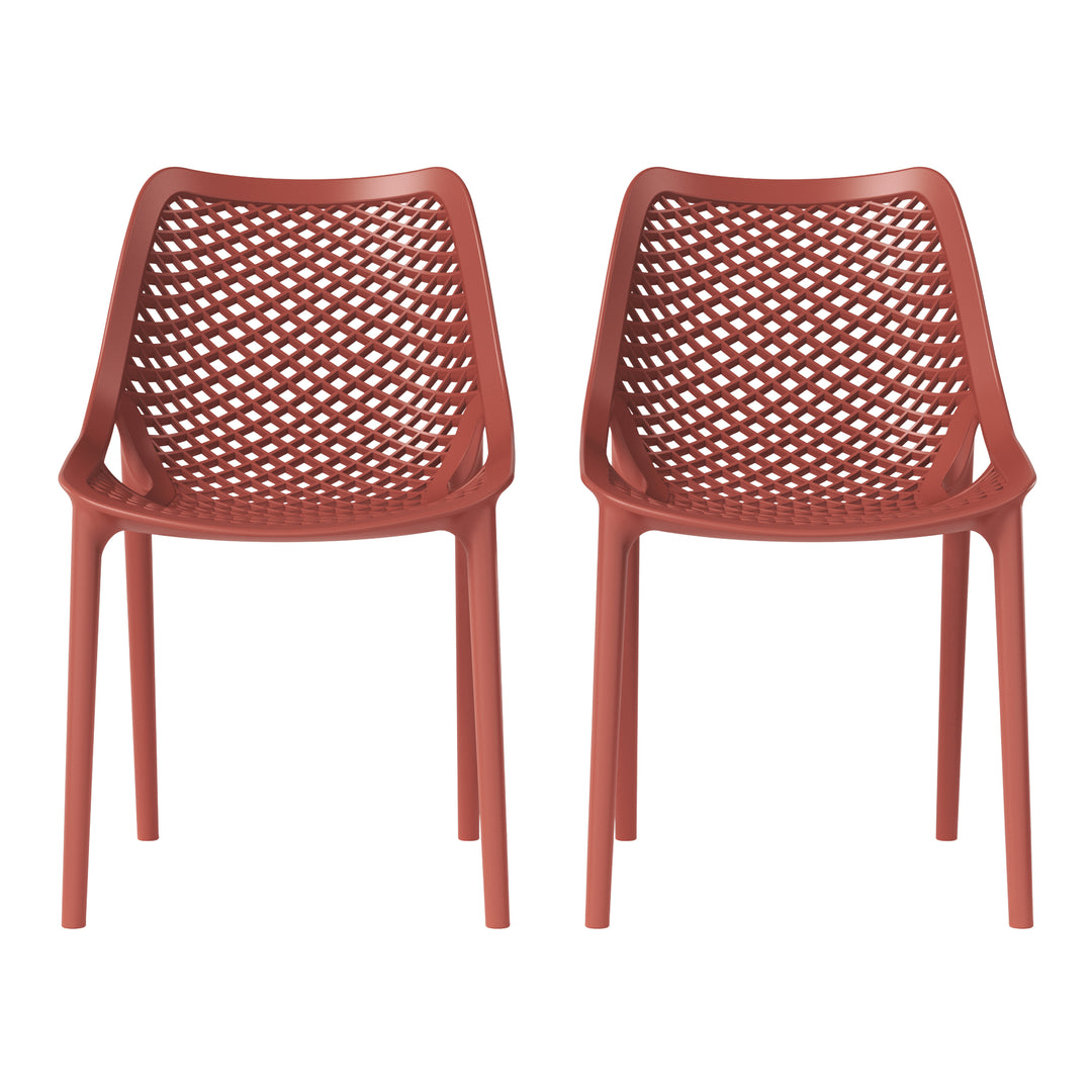 Playa Outdoor Stackable Modern Plastic Dining Chairs (Set of 2)