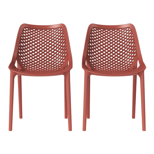 Playa Outdoor Stackable Modern Plastic Dining Chairs (Set of 2)