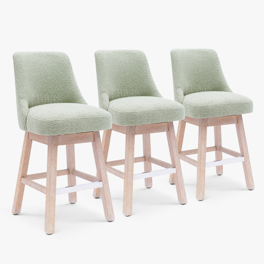 Genevieve 26" Upholstered Swivel Counter Height Bar Stools (Set of 3)