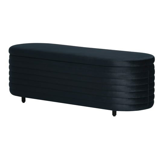 Phoebe 54" Wide Mid-Century Modern Upholstered Velvet Tufted Oval Storage Ottoman Bench