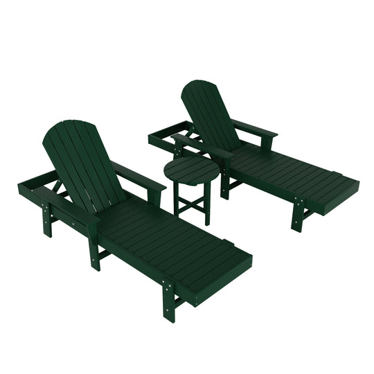 Dylan 3 Piece Adirondack Poly Reclining Chaise Lounge With Arms
