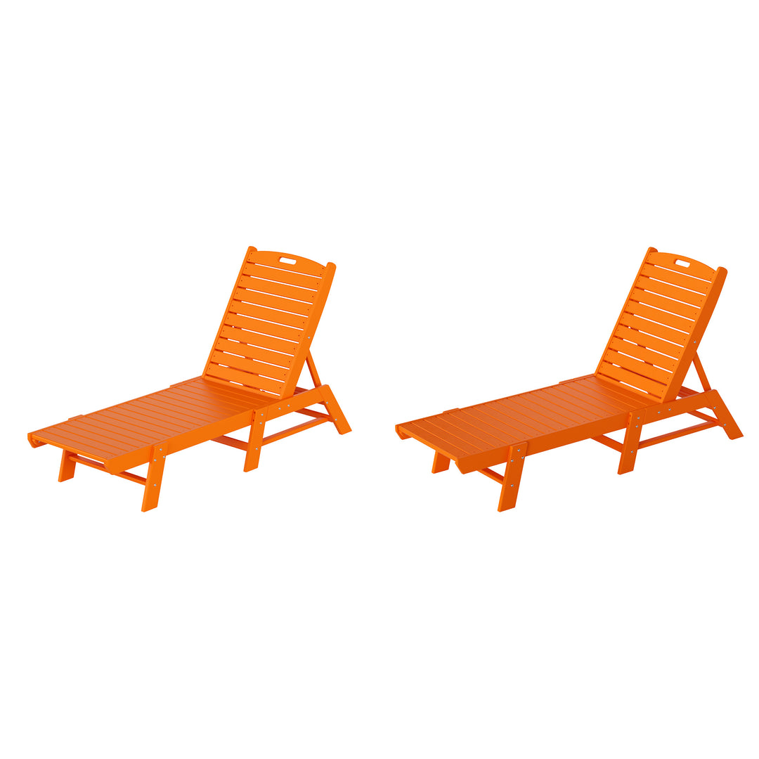 Malibu Poly Reclining Outdoor Patio Chaise Lounge Chair Adjustable (Set of 2)