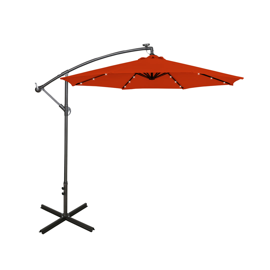 Albert 10 ft. Outdoor / Paito Cantilever Hanging Umbrella with Solar Power LED lights