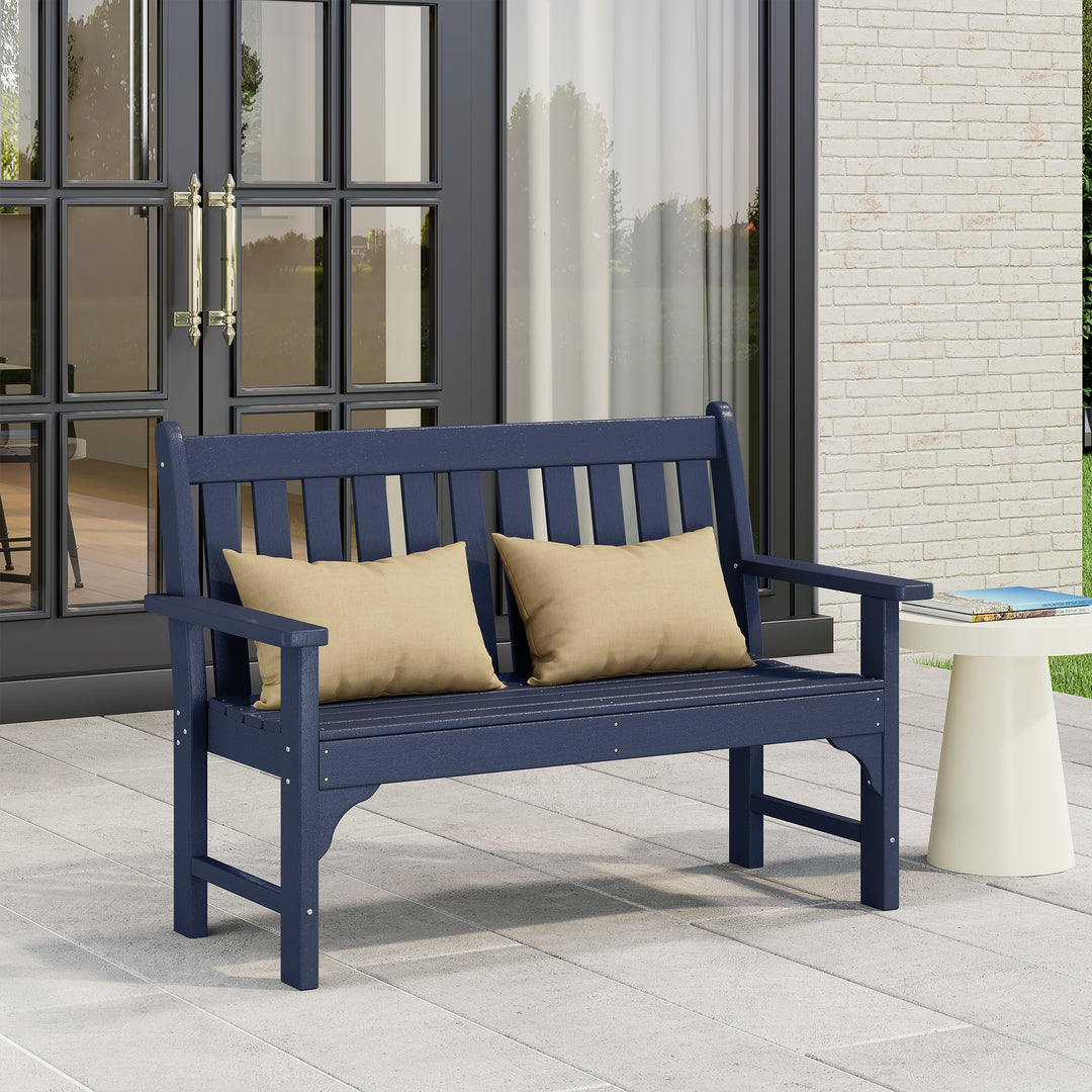 Malibu Outdoor 2-Person All-Weather HDPE Front Porch Garden Bench