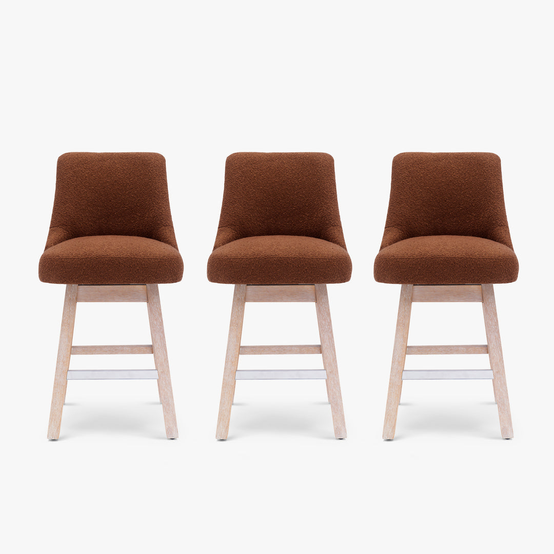 Genevieve 26" Upholstered Swivel Counter Height Bar Stools (Set of 3)
