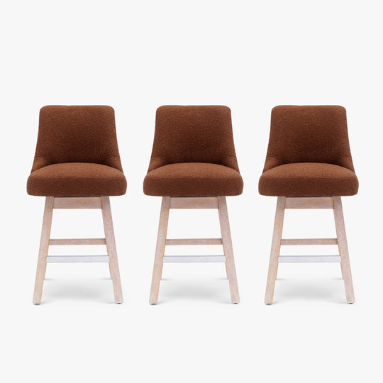 Genevieve 26" Upholstered Swivel Counter Height Bar Stools (Set of 3)