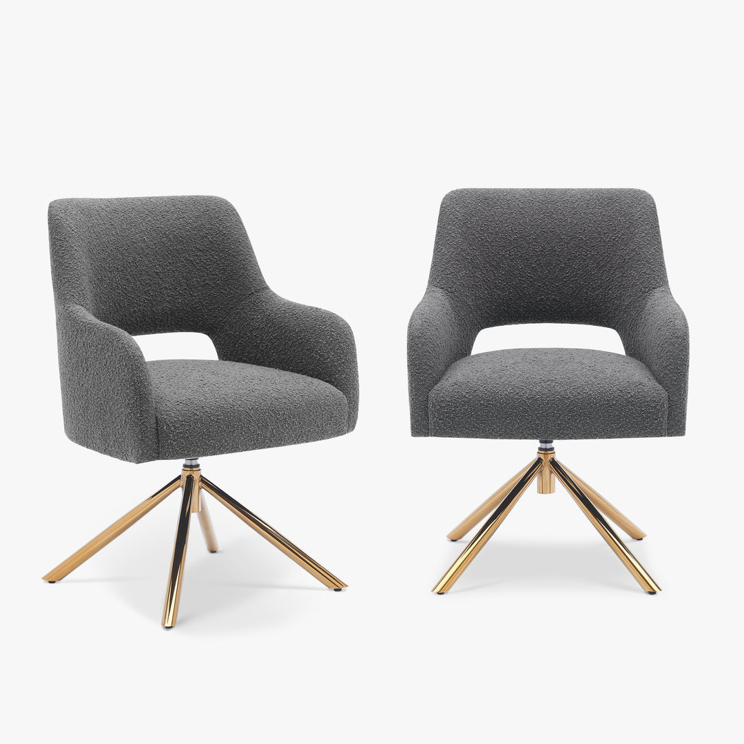 Genevieve Mid-Century Modern Wide Boucle Swivel Accent Arm Chair