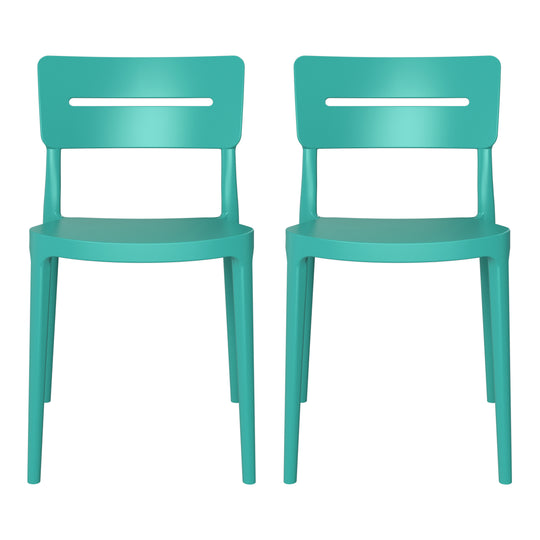 Playa Outdoor Modern Stackable Plastic Patio Dining Chairs (Set of 2)