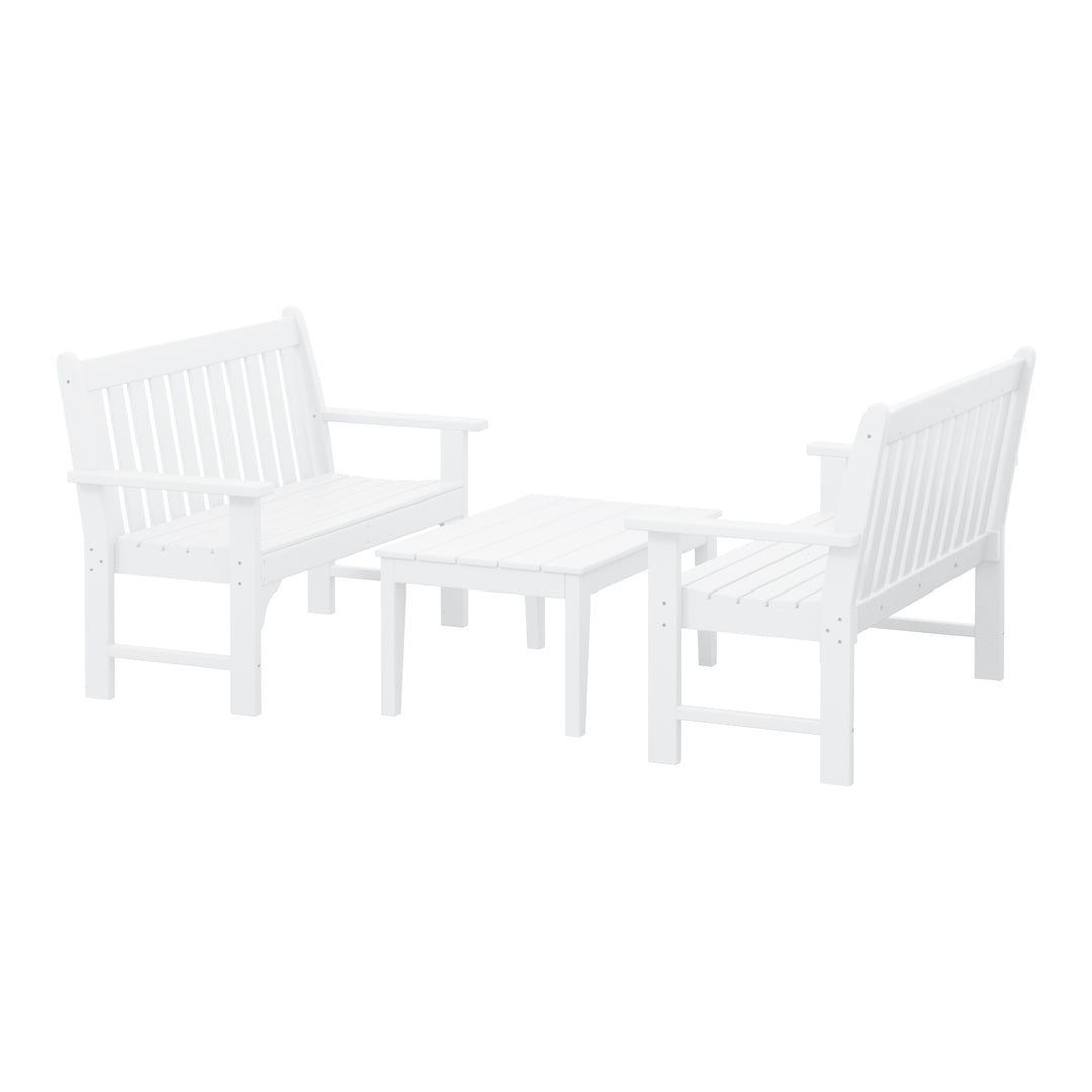 Malibu 3-Piece HDPE Outdoor Patio Furniture Couch and Coffee Table Set