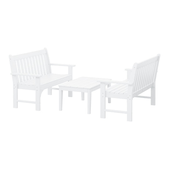 Malibu 3-Piece HDPE Outdoor Patio Furniture Couch and Coffee Table Set