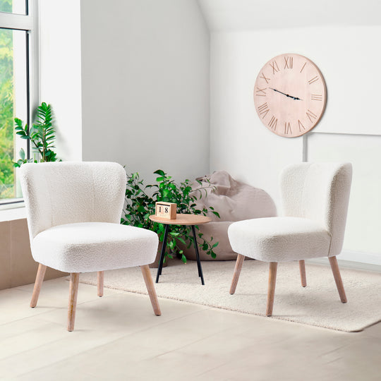 Genevieve 25" Wide Upholstered Boucle Accent Chairs (Set of 2)