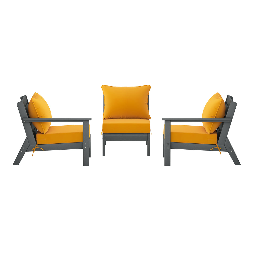 Avalon Outdoor Patio HDPE Sectional Sofa with Patio Cushions