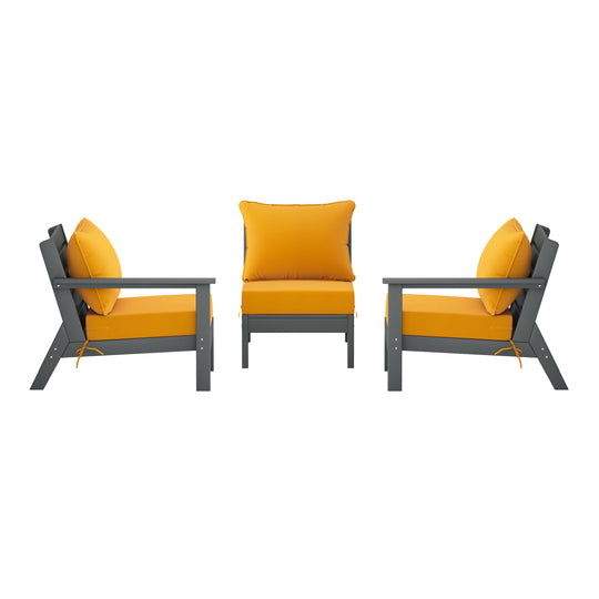 Avalon Outdoor Patio HDPE Sectional Sofa with Patio Cushions