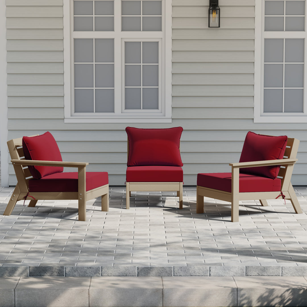 Avalon Outdoor Patio HDPE Sectional Sofa with Patio Cushions