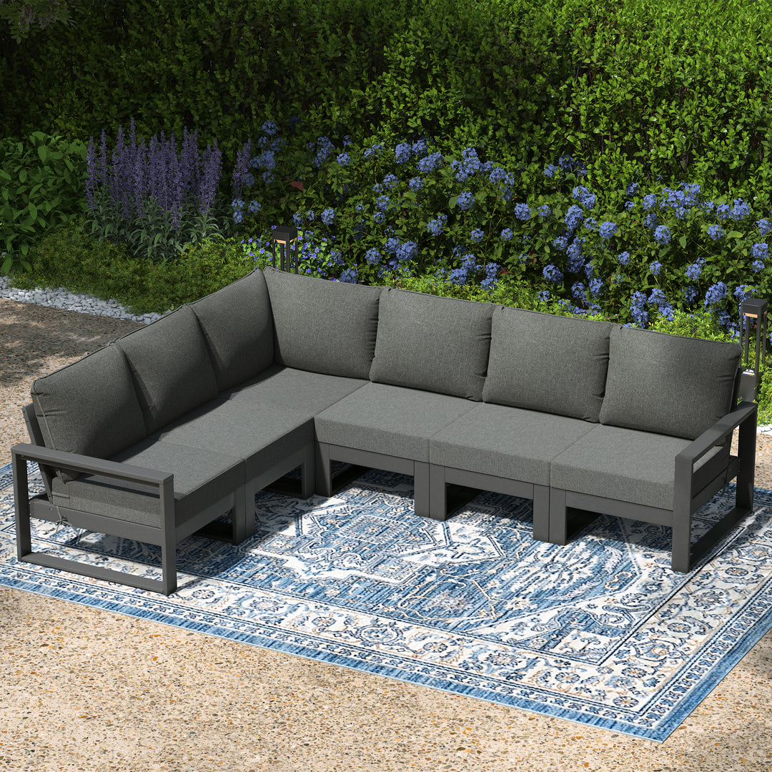 Montara 6-Piece Outdoor L-Shaped Patio Corner Sectional Sofa Conversation Set