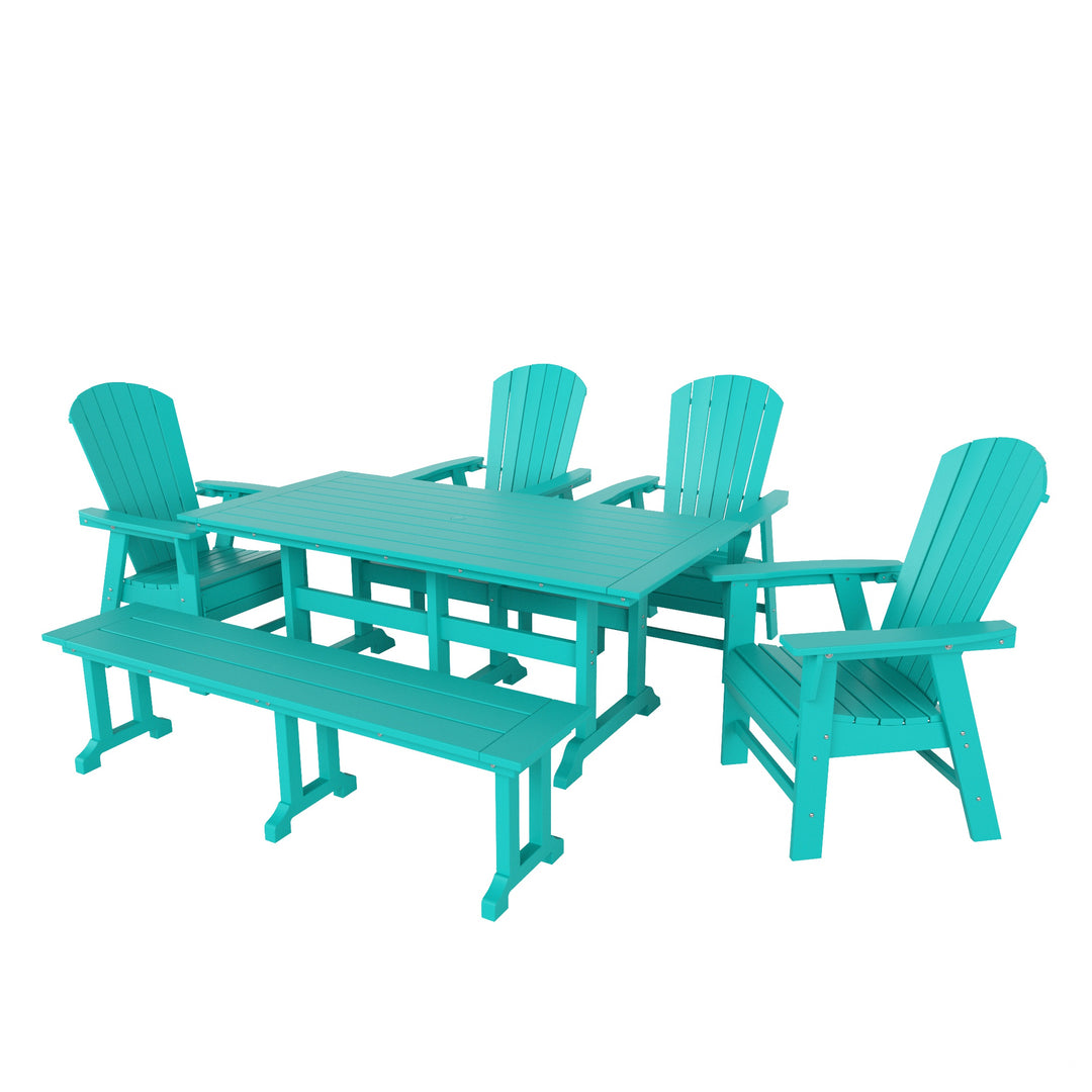 Dylan 6 Piece Outdoor Patio Dining Table and Armchair Dining Bench Set