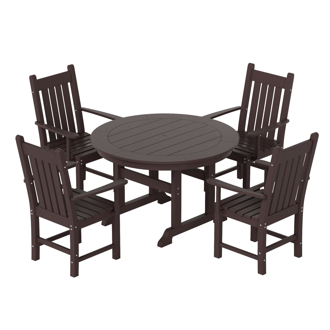 Malibu 5 Piece Outdoor Patio Dining Set Outdoor Round Table and Armchair Set