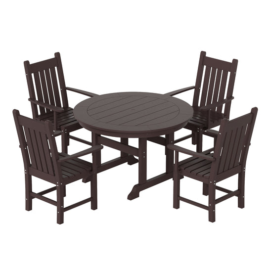 Malibu 5 Piece Outdoor Patio Dining Set Outdoor Round Table and Armchair Set