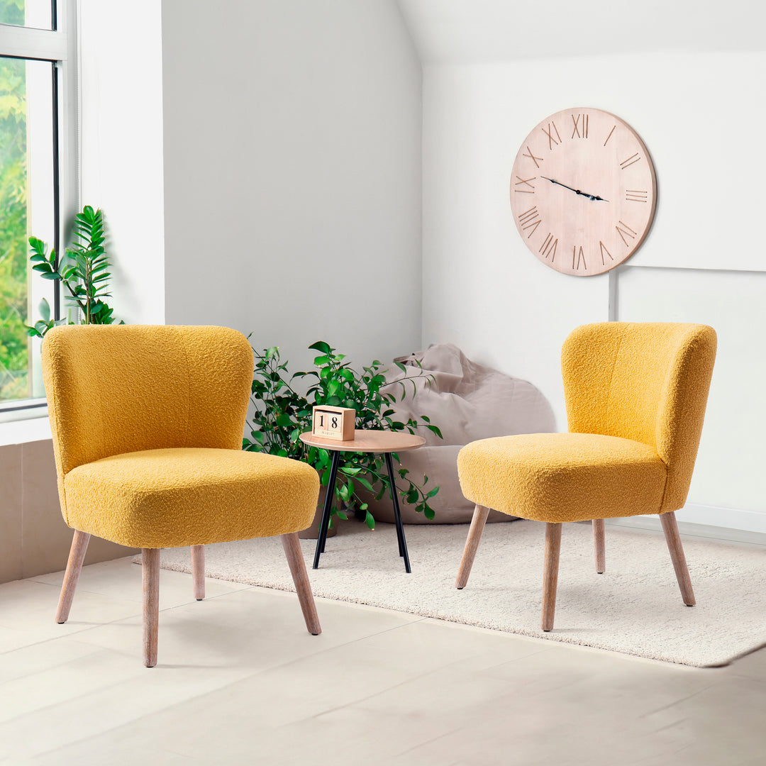 Genevieve 25" Wide Upholstered Boucle Accent Chairs (Set of 2)