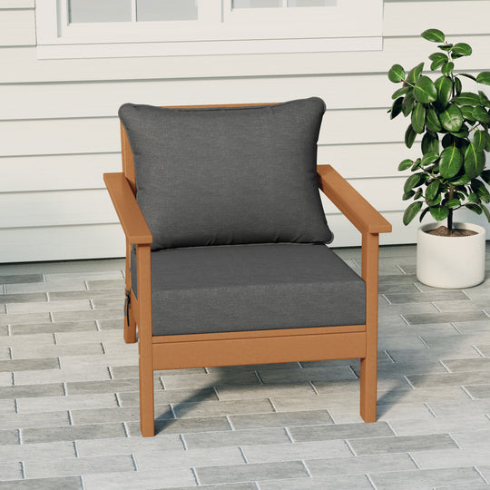 Avalon Outdoor Modern HDPE Patio Club Chair with Deep Seat Cushions