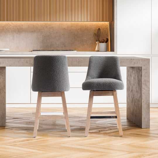 Genevieve 26" Upholstered Swivel Counter Height Bar Stools (Set of 2)