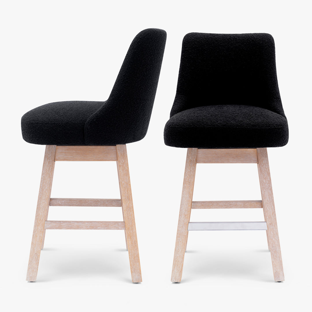 Genevieve 26" Upholstered Swivel Counter Height Bar Stools (Set of 2)