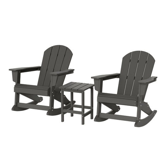 Malibu 3-Piece set Outdoor / Patio Poly Adirondack rocking chairs with a side table ( 2 seater )