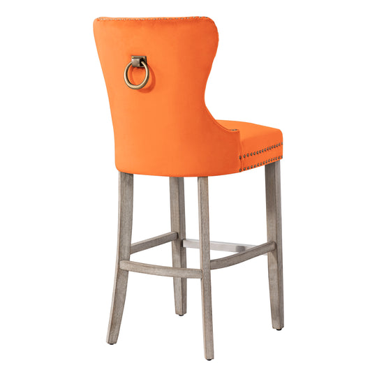 Wordford 29" Tufted Velvet Bar Stool, Antique Gray