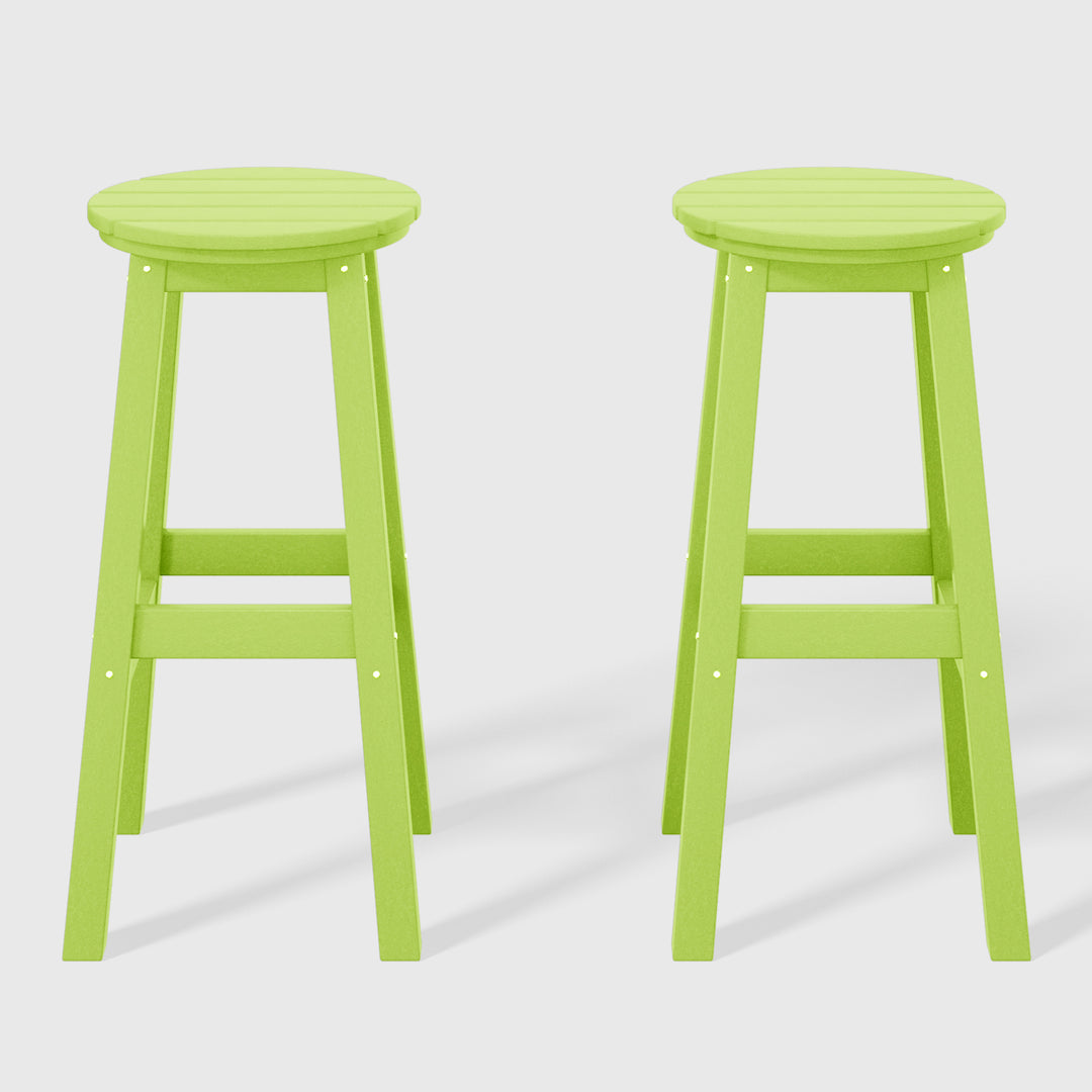 Malibu 29" HDPE Outdoor Patio Round Bar Stool (Set of 2)