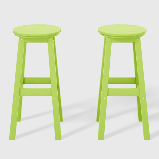 Malibu 29" HDPE Outdoor Patio Round Bar Stool (Set of 2)