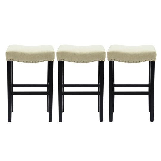 Lenox 29" Upholstered Saddle Seat Black Bar Stool (Set of 3)