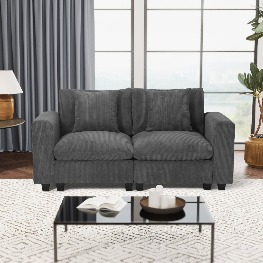 Hearthside 70" Modular Corduroy Loveseat Sofa With USB/Type-C Ports and Side Pockets