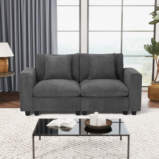 Hearthside 70" Modular Corduroy Loveseat Sofa With USB/Type-C Ports and Side Pockets