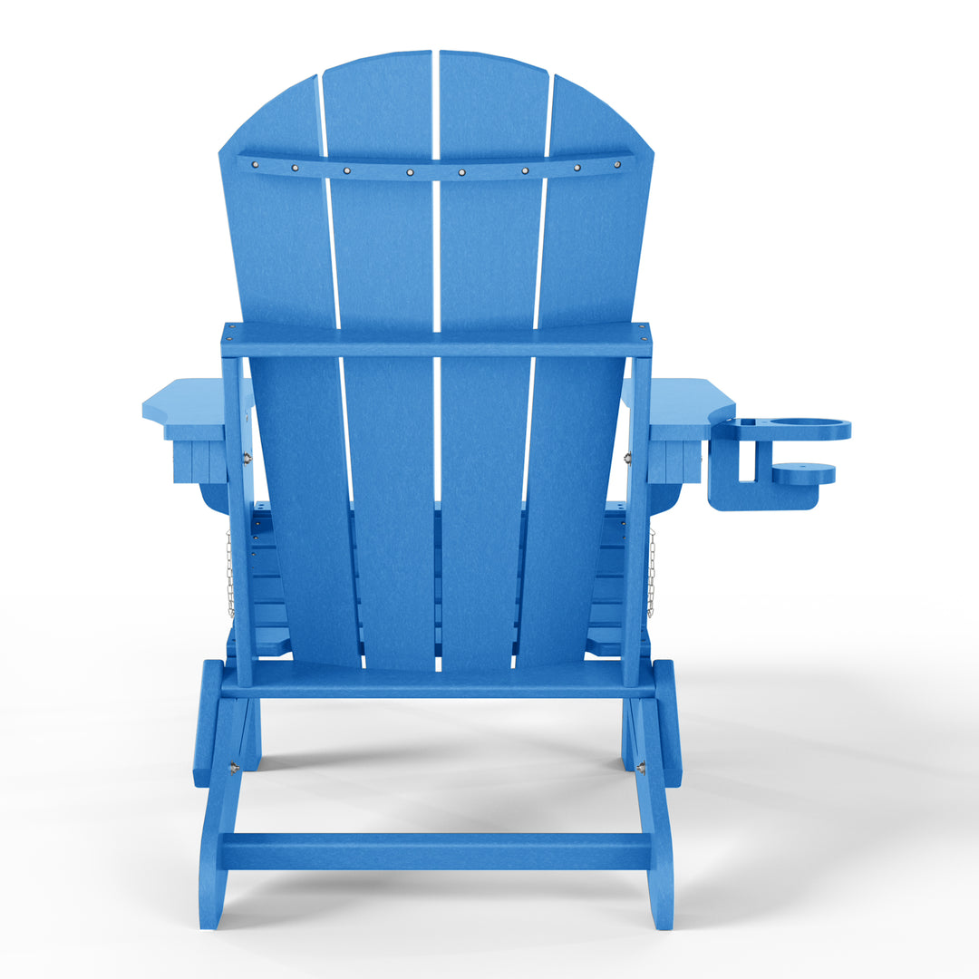 Malibu Folding Adjustable Adirondack Chair with Retractable Ottoman and Cup Holder (Set of 2)