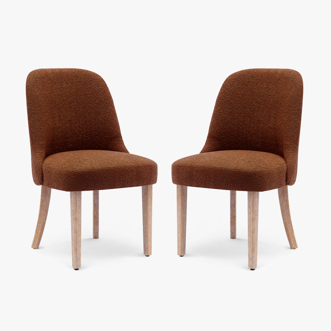 Genevieve Mid-Century Modern Upholstered Boucle Dining Chair (Set of 2)
