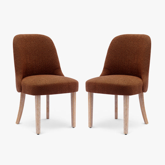Genevieve Mid-Century Modern Upholstered Boucle Dining Chair (Set of 2)