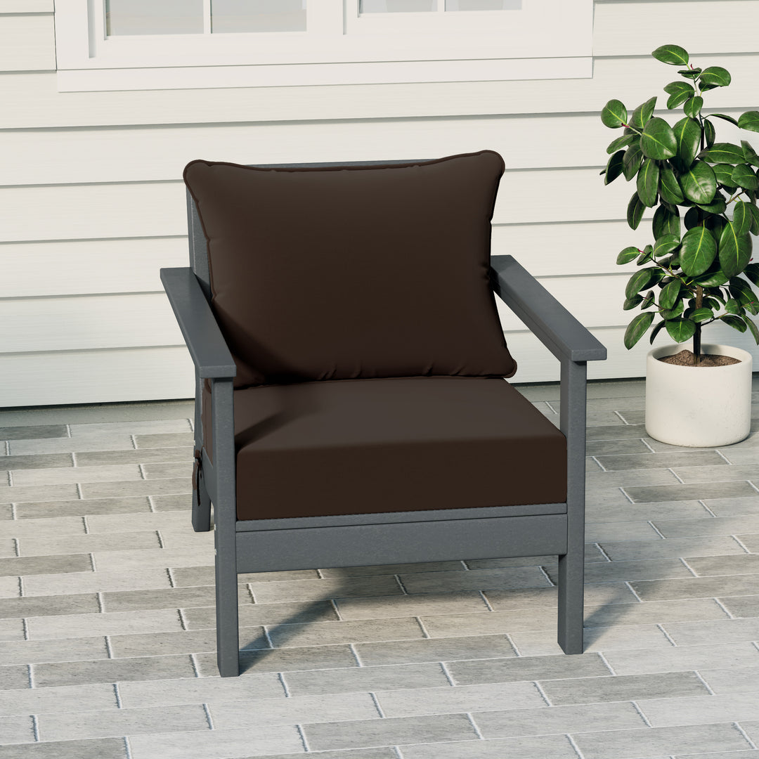 Avalon Outdoor Modern HDPE Patio Club Chair with Deep Seat Cushions