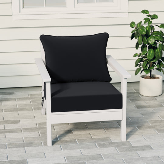 Avalon Outdoor Modern HDPE Patio Club Chair with Deep Seat Cushions