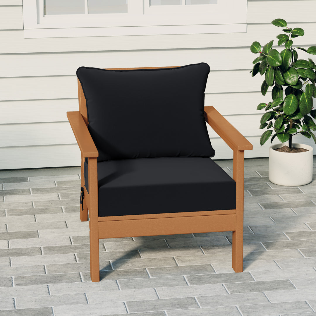 Avalon Outdoor Modern HDPE Patio Club Chair with Deep Seat Cushions