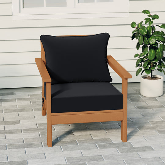 Avalon Outdoor Modern HDPE Patio Club Chair with Deep Seat Cushions