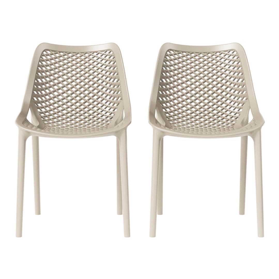 Playa Outdoor Stackable Modern Plastic Dining Chairs (Set of 2)