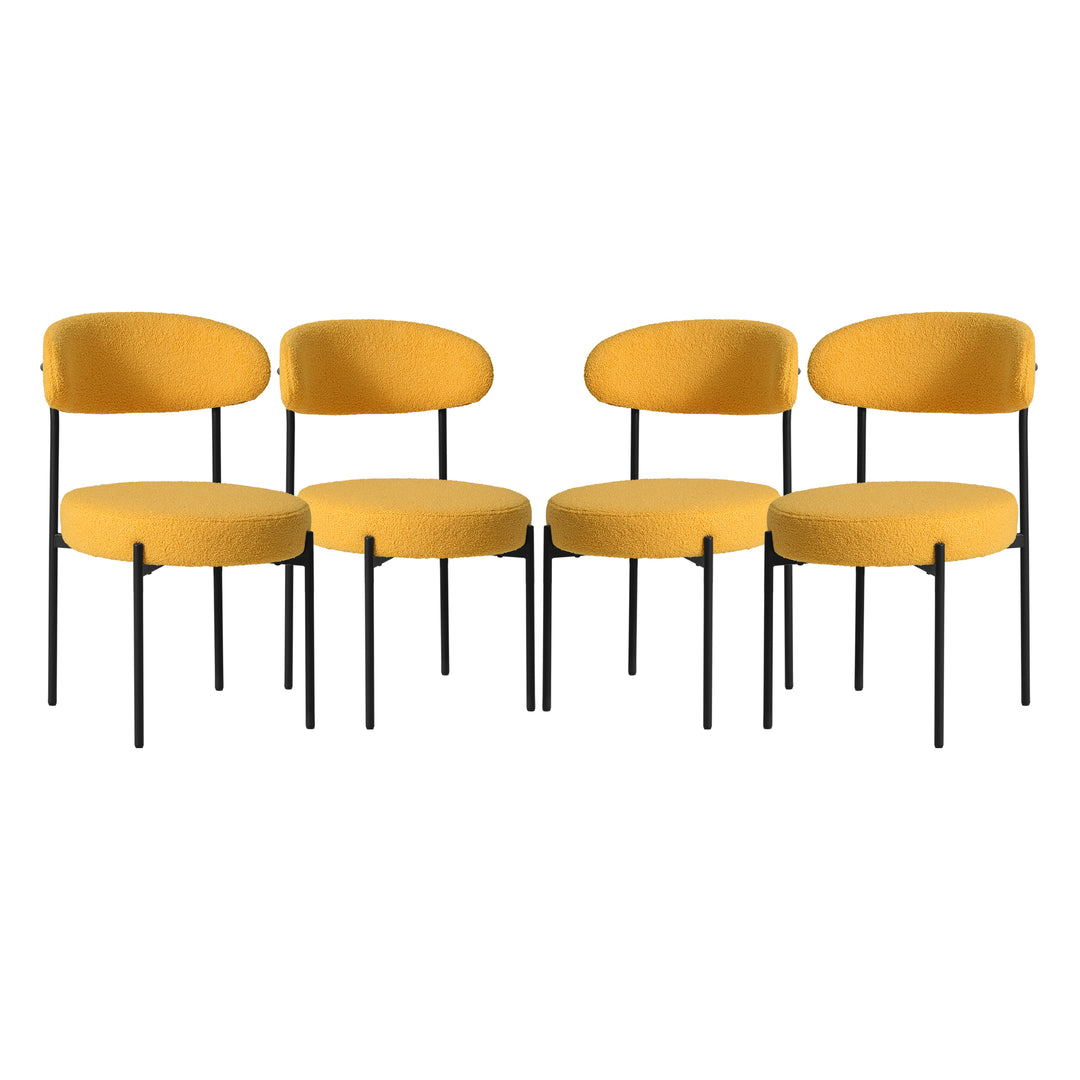 Alexandria Mid-Century Modern Upholstered Sherpa Round Dining Chairs (Set of 4)