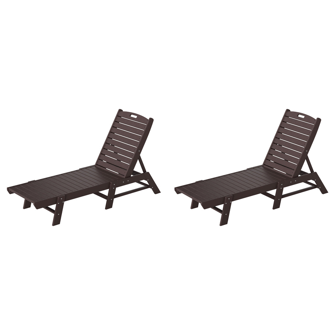 Malibu Poly Reclining Outdoor Patio Chaise Lounge Chair Adjustable (Set of 2)