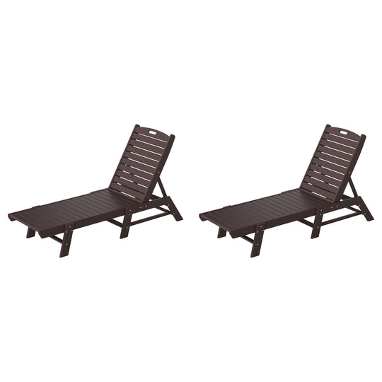 Malibu Poly Reclining Outdoor Patio Chaise Lounge Chair Adjustable (Set of 2)