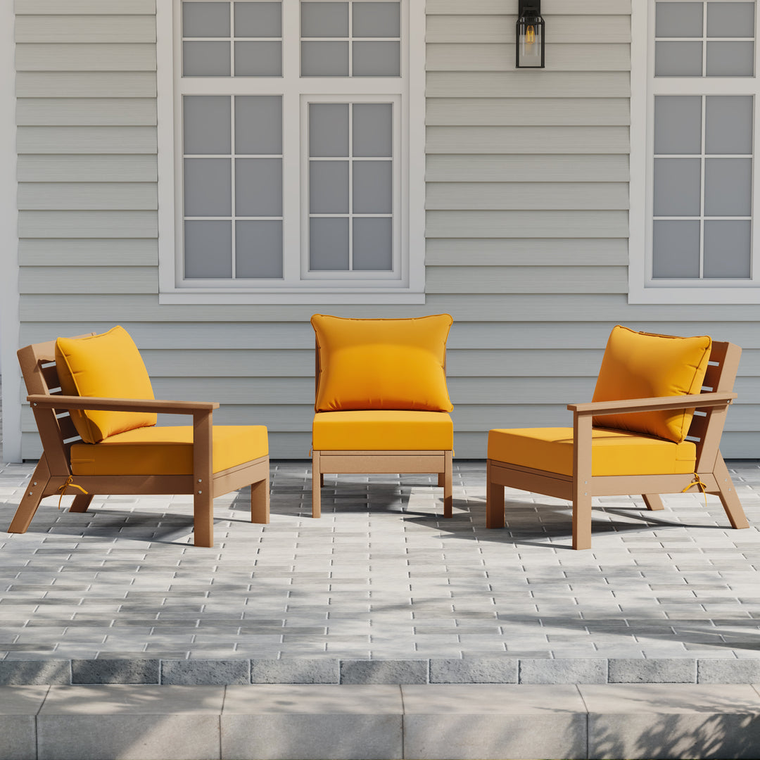 Avalon Outdoor Patio HDPE Sectional Sofa with Patio Cushions