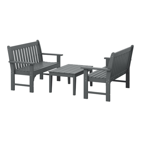 Malibu 3-Piece HDPE Outdoor Patio Furniture Couch and Coffee Table Set