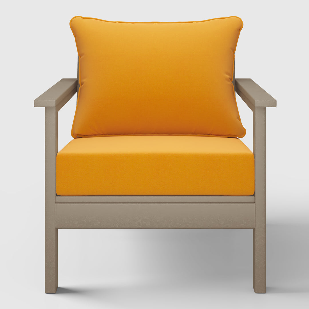 Avalon Outdoor Modern HDPE Patio Club Chair with Deep Seat Cushions