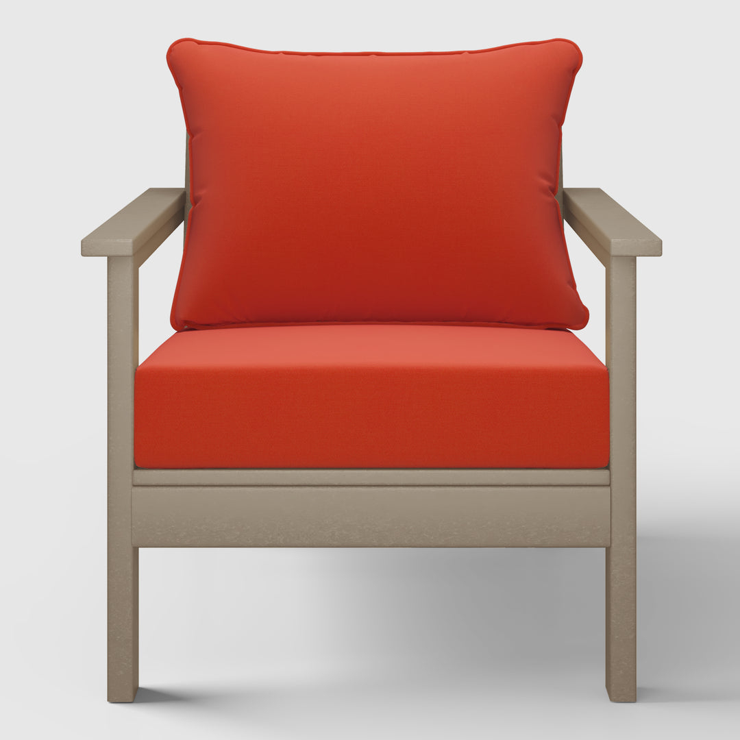 Avalon Outdoor Modern HDPE Patio Club Chair with Deep Seat Cushions